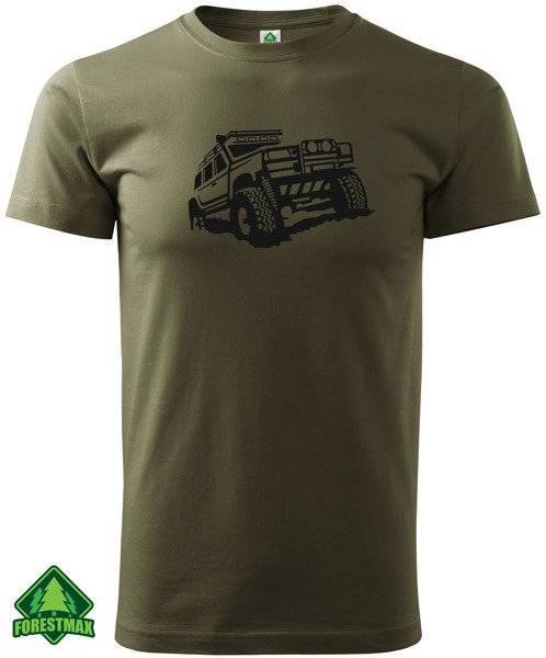 Koszulka T-shirt nadruk OFF ROAD - LAND CRUISER - zieleń wojskowa