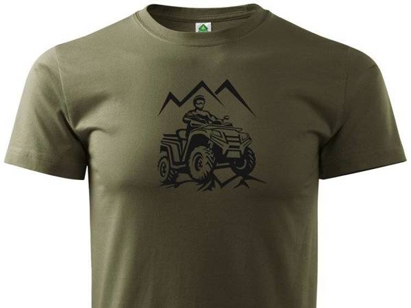Koszulka T-shirt nadruk OFF ROAD - QUAD - zieleń wojskowa