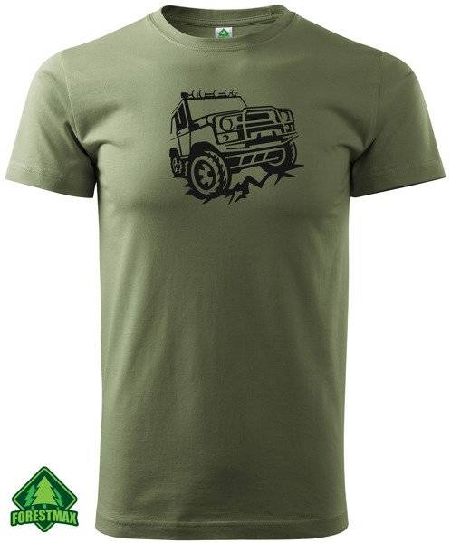 Koszulka T-shirt nadruk OFF ROAD - UAZ - khaki