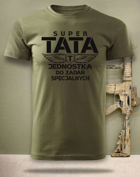 Koszulka T-shirt nadruk TATA JEDNOSTKA  DO ZADAŃ SPECJALNYCH