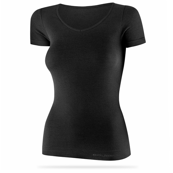 Koszulka damska T-shirt BRUBECK Comfort Merino - czarna