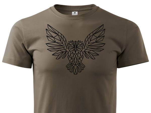 Koszulka myśliwska – T-shirt brązowy – nadruk Sowa