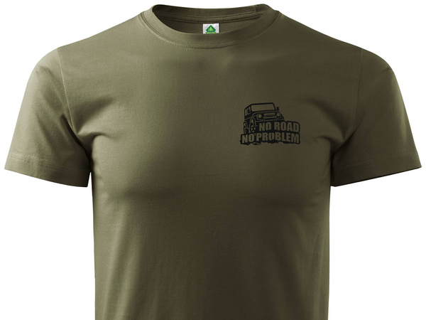 Koszulka zieleń wojskowa NO ROAD NO PROBLEM 2