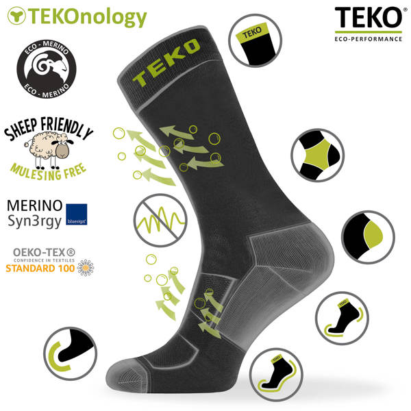 Skarpety trekkingowe TEKO ekoHIKING 3.0 MEDIUM - szare