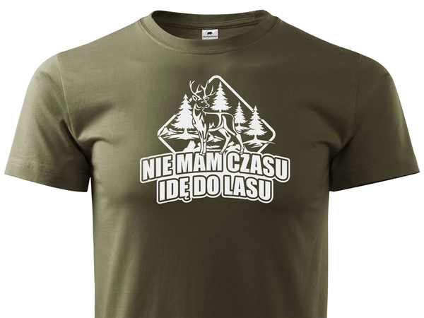 T-shirt military nadruk NIE MAM CZASU IDĘ DO LASU