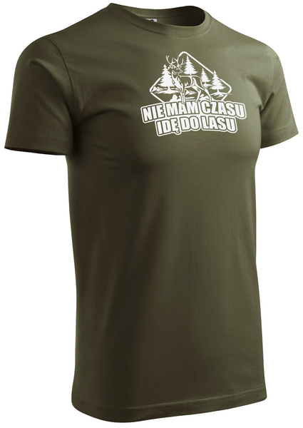 T-shirt military nadruk NIE MAM CZASU IDĘ DO LASU