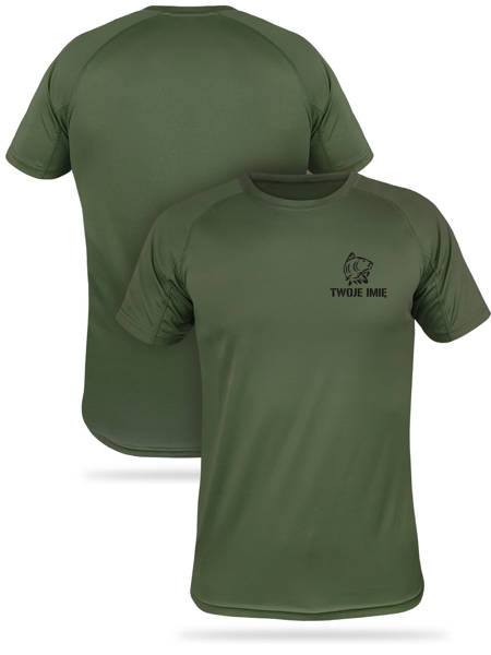 T-shirt termoaktywny khaki - KARP nr 12 + TWOJE IMIĘ