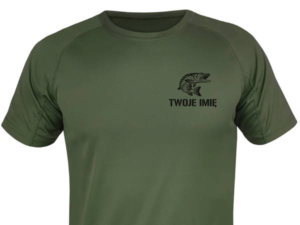 T-shirt termoaktywny khaki - SZCZUPAK nr 14 + TWOJE IMIĘ