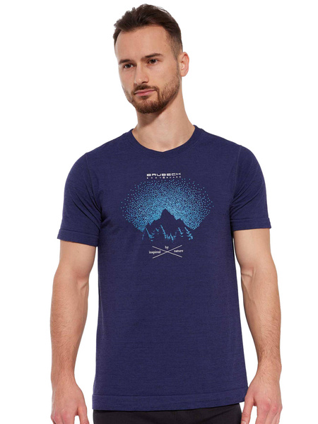 Termoaktywny T-shirt BRUBECK Outdoor Wool Pro ciemnoniebieskie - Góry