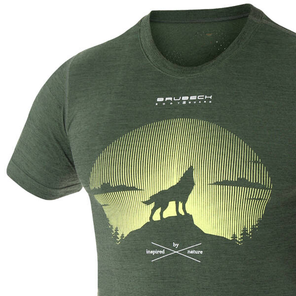 Termoaktywny T-shirt BRUBECK Outdoor Wool Pro zielony - Wilk
