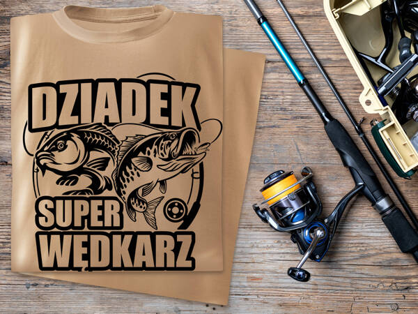 Wędkarska koszulka T-shirt nadruk DZIADEK SUPER WĘDKARZ