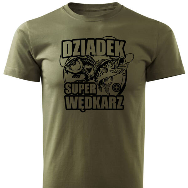 Wędkarska koszulka T-shirt nadruk DZIADEK SUPER WĘDKARZ