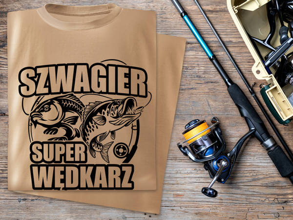 Wędkarska koszulka T-shirt nadruk SZWAGIER SUPER WĘDKARZ