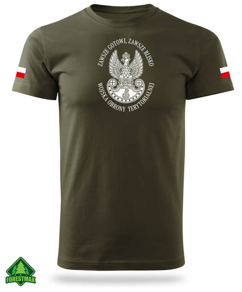Wojskowa koszulka z godłem WOT i flagami Polski